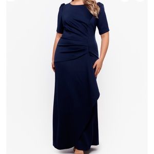 Puff-Sleeve Crepe Gown